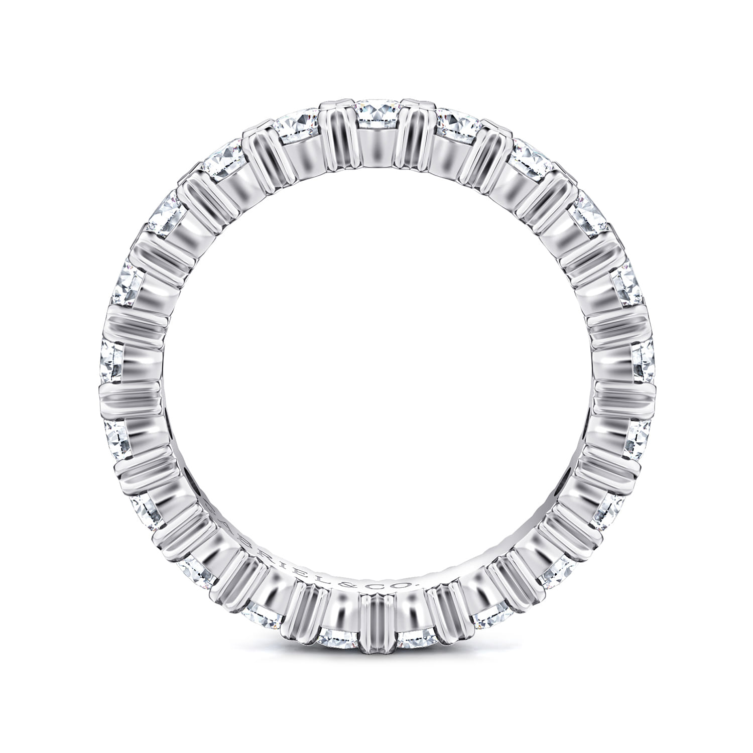 Eternity Band Wedding Ring in 14k White Gold with Round Natural Diamond at Gabriel & Co. - Shot 2
