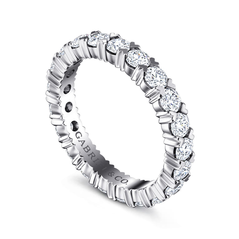 Eternity Band Wedding Ring in 14k White Gold with Round Natural Diamond at Gabriel & Co. - Shot 3