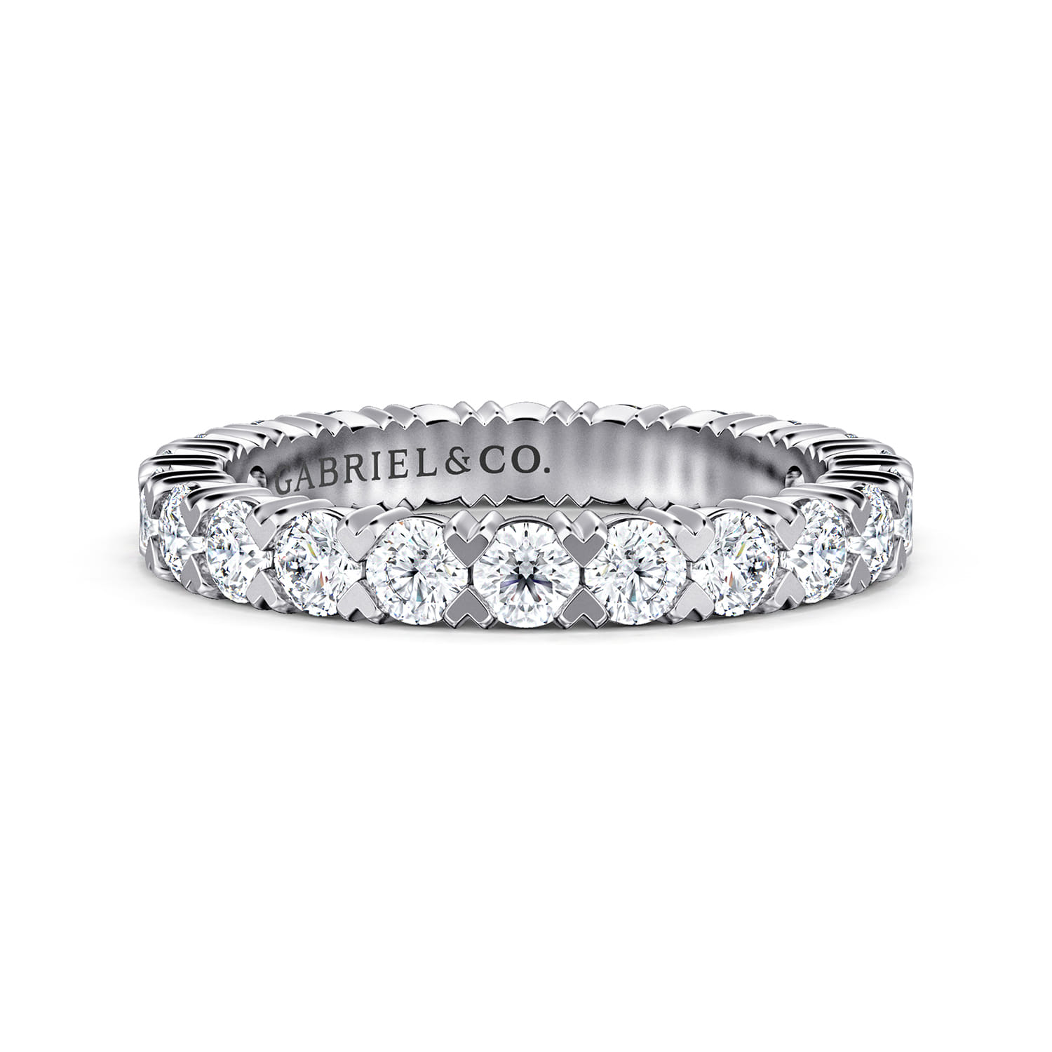 Eternity Band Wedding Ring in 14k White Gold with Round Natural Diamond at Gabriel & Co. - Shot 1