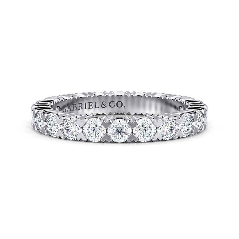 Eternity Band Wedding Ring in 14k White Gold with Round Natural Diamond at Gabriel & Co. - Shot 1