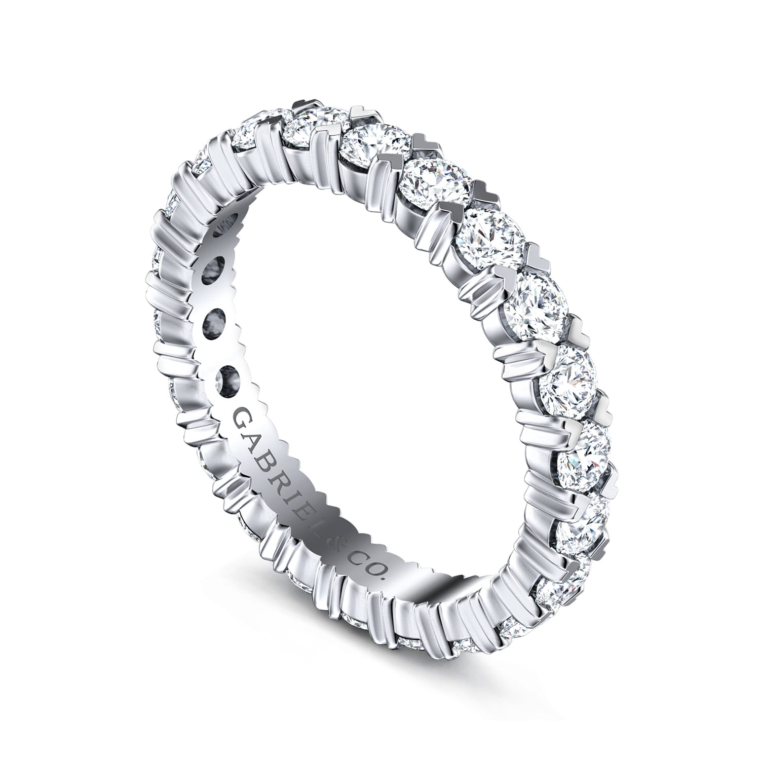 Eternity Band Wedding Ring in 14k White Gold with Round Natural Diamond at Gabriel & Co. - Shot 3