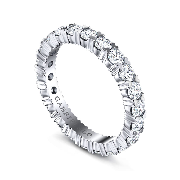 Eternity Band Wedding Ring in 14k White Gold with Round Natural Diamond at Gabriel & Co. - Shot 3