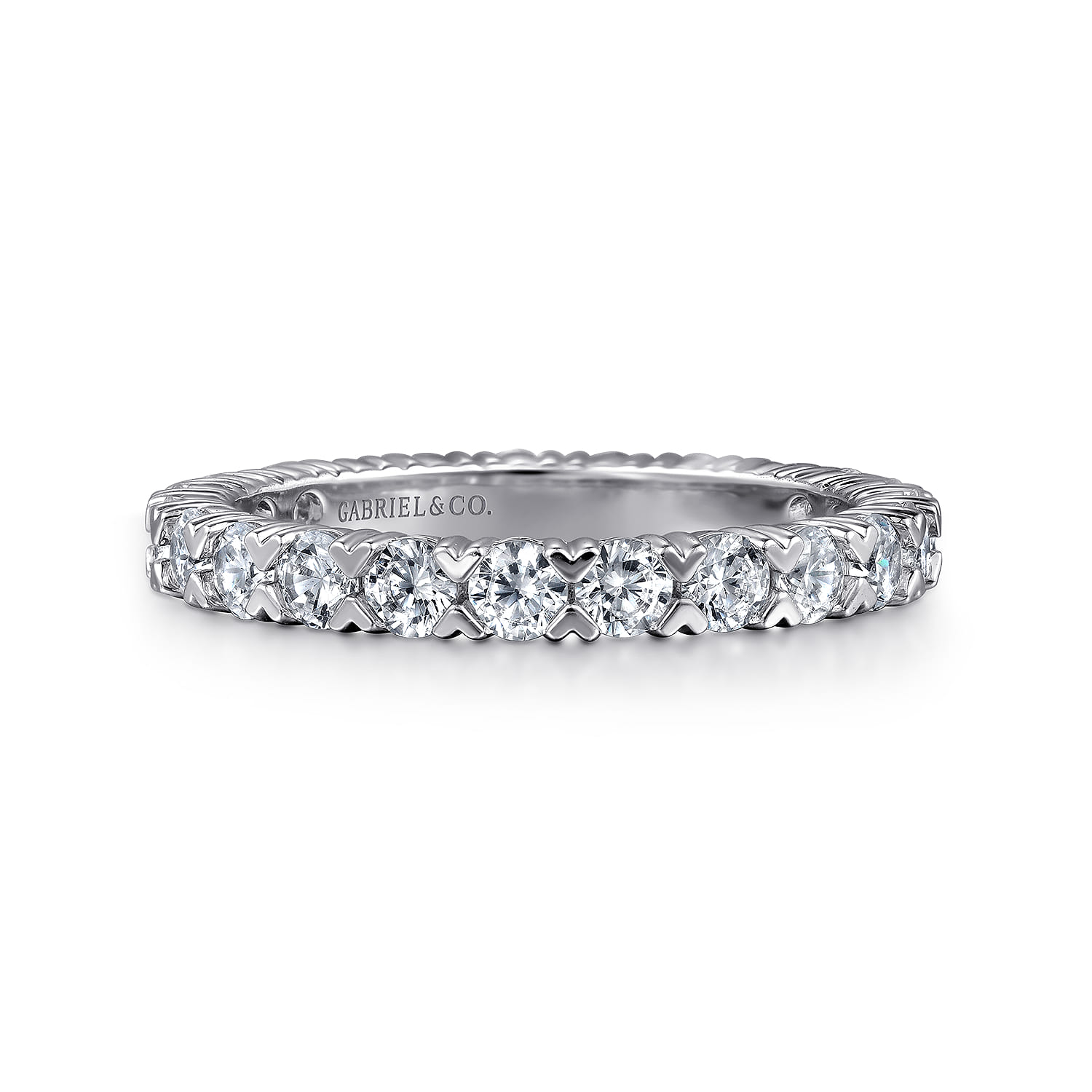 Eternity Band Wedding Ring in 14k White Gold with Round Natural Diamond at Gabriel & Co. - Shot 1