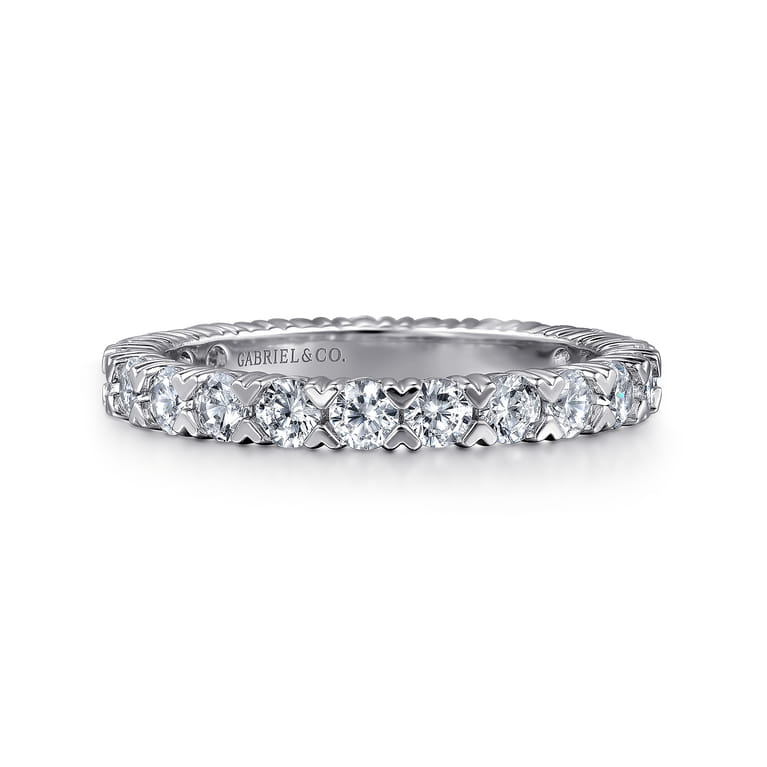 Eternity Band Wedding Ring in 14k White Gold with Round Natural Diamond at Gabriel & Co. - Shot 1