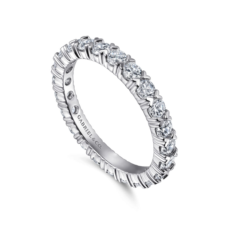 Eternity Band Wedding Ring in 14k White Gold with Round Natural Diamond at Gabriel & Co. - Shot 3