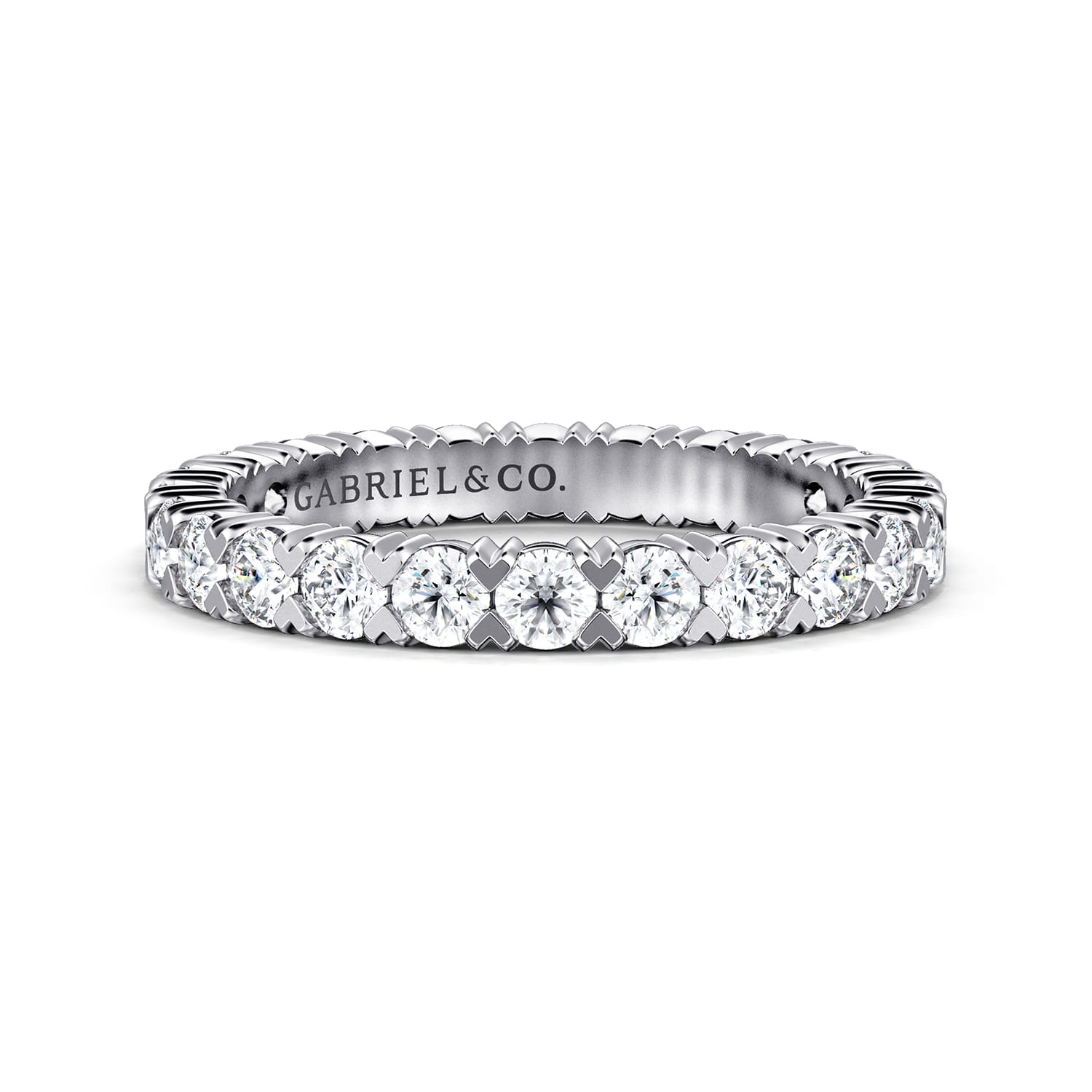 Eternity Band Wedding Ring in 14k White Gold with Round Natural Diamond at Gabriel & Co. - Shot 1