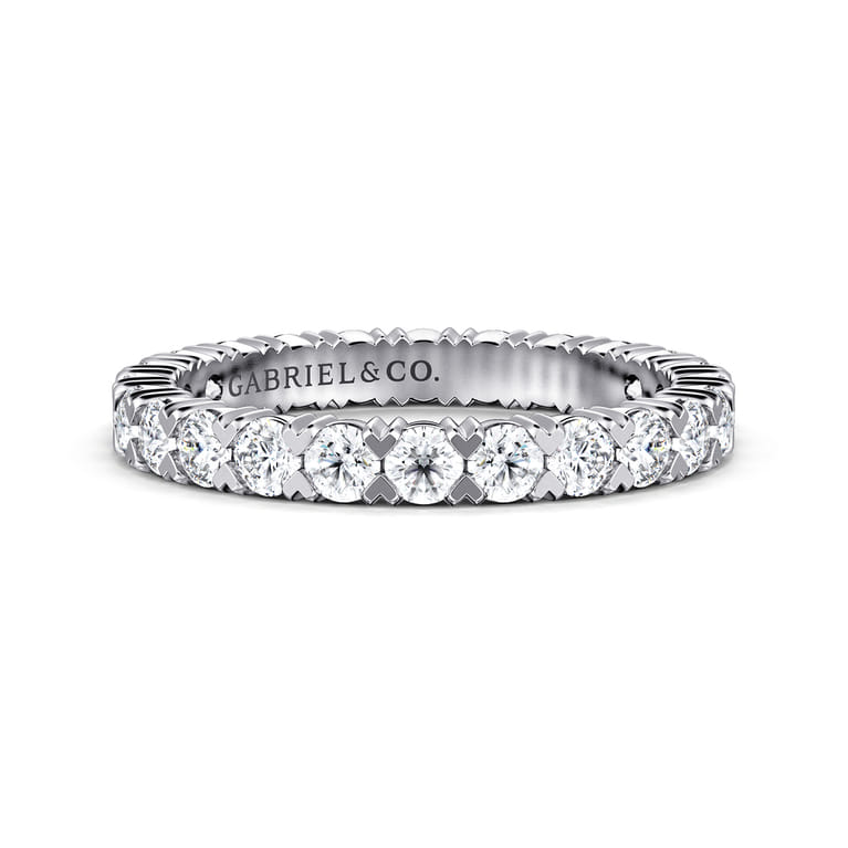 Eternity Band Wedding Ring in 14k White Gold with Round Natural Diamond at Gabriel & Co. - Shot 1