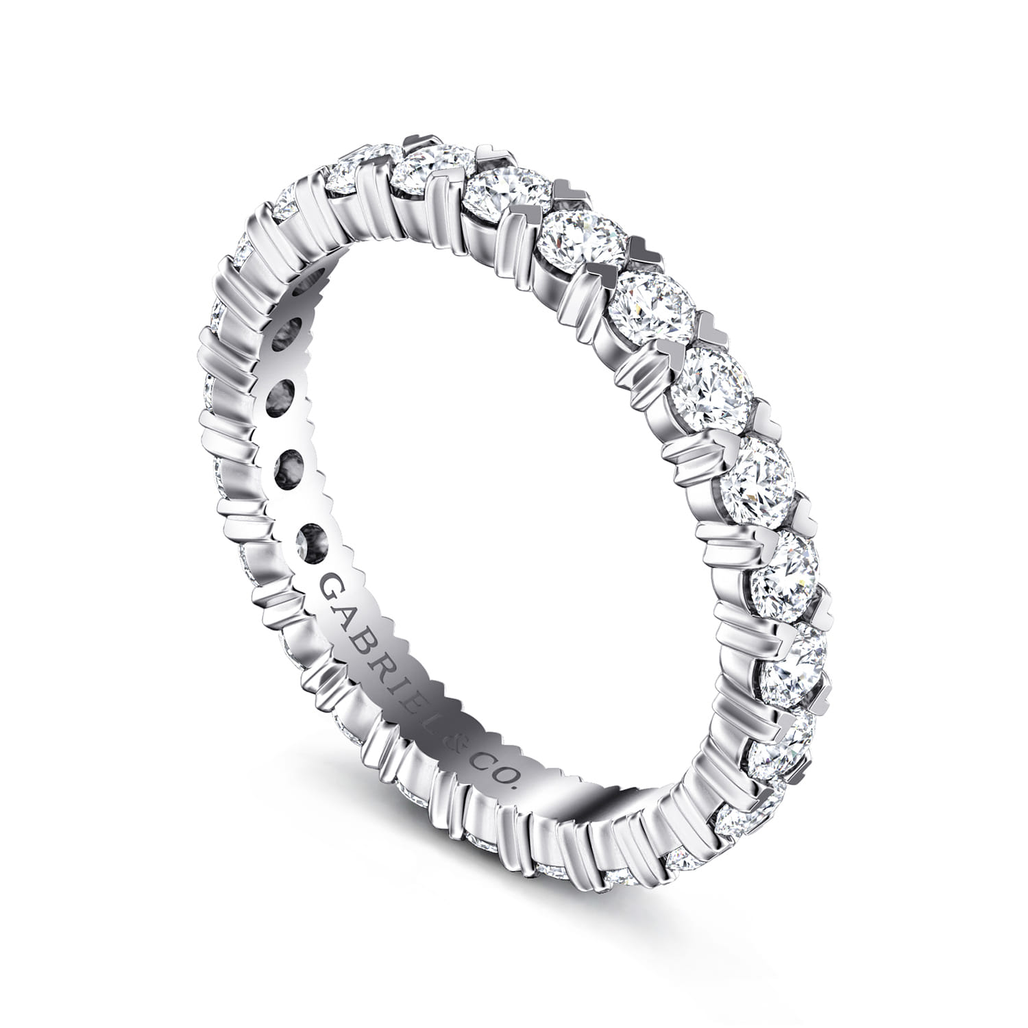 Eternity Band Wedding Ring in 14k White Gold with Round Natural Diamond at Gabriel & Co. - Shot 3