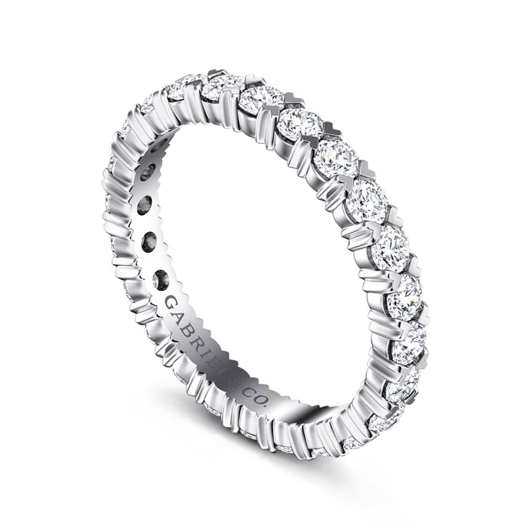Eternity Band Wedding Ring in 14k White Gold with Round Natural Diamond at Gabriel & Co. - Shot 3