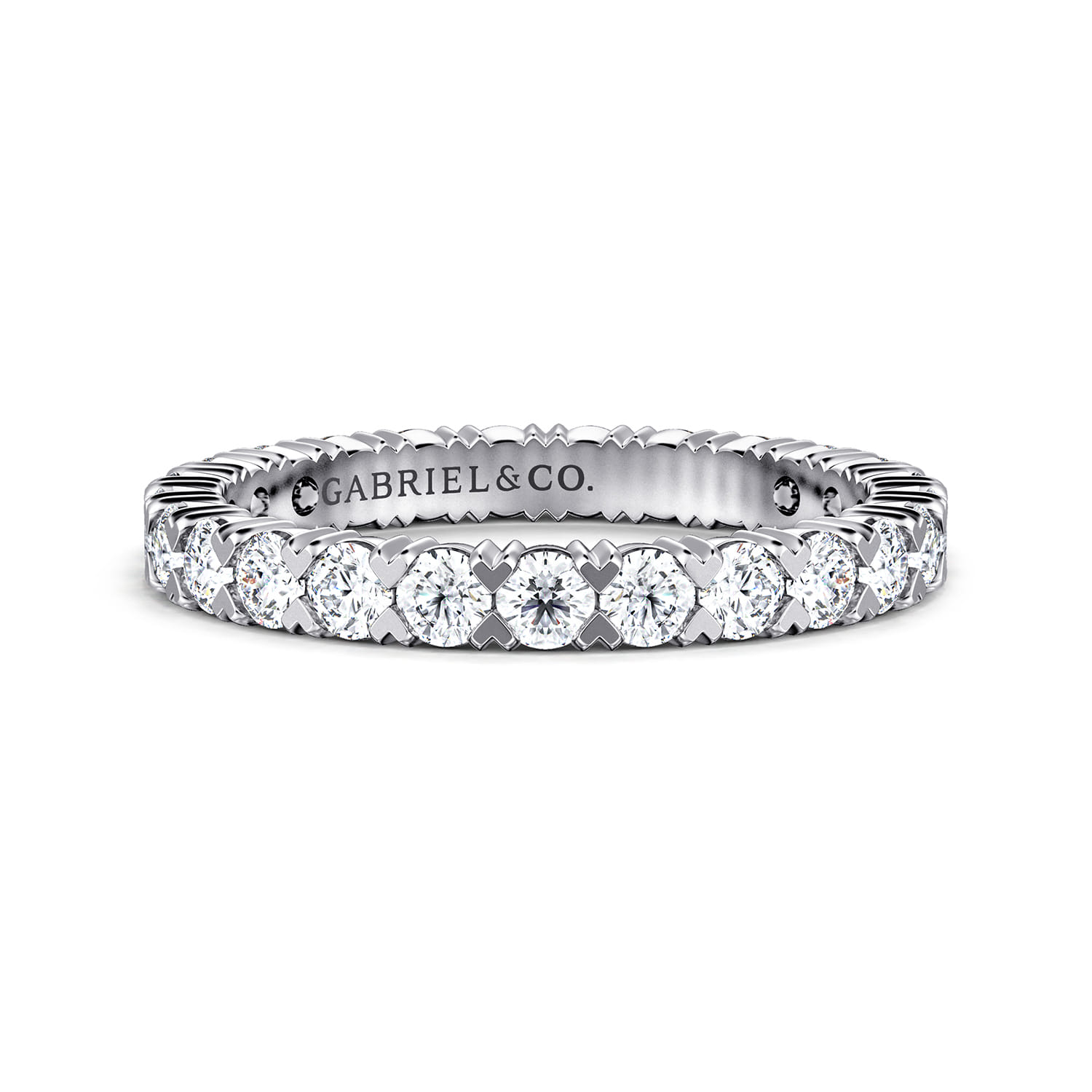 Eternity Band Wedding Ring in 14k White Gold with Round Natural Diamond at Gabriel & Co. - Shot 1