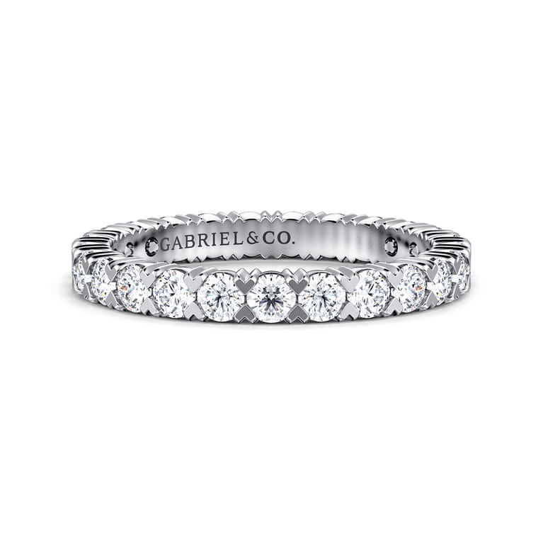 Eternity Band Wedding Ring in 14k White Gold with Round Natural Diamond at Gabriel & Co. - Shot 1