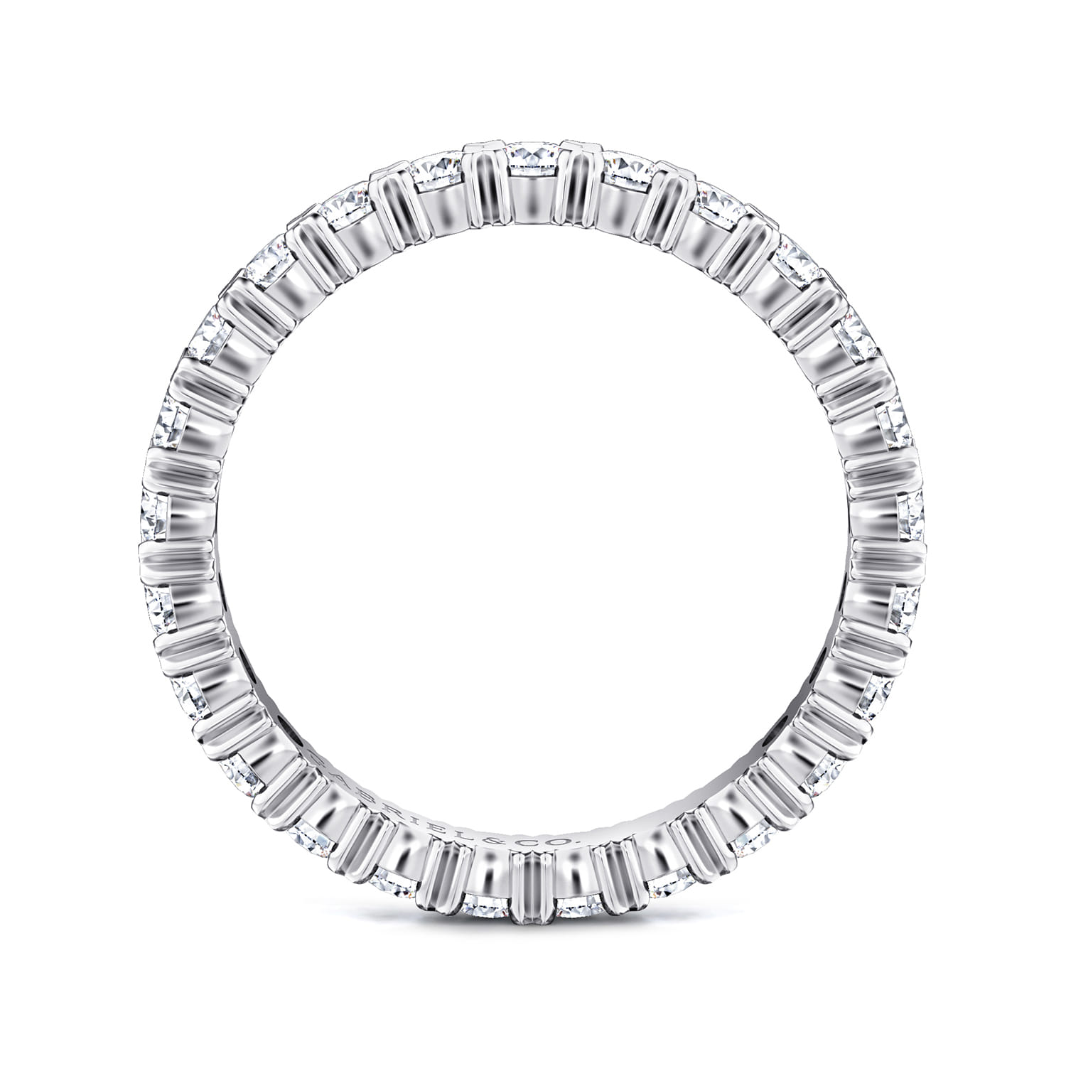 Eternity Band Wedding Ring in 14k White Gold with Round Natural Diamond at Gabriel & Co. - Shot 2