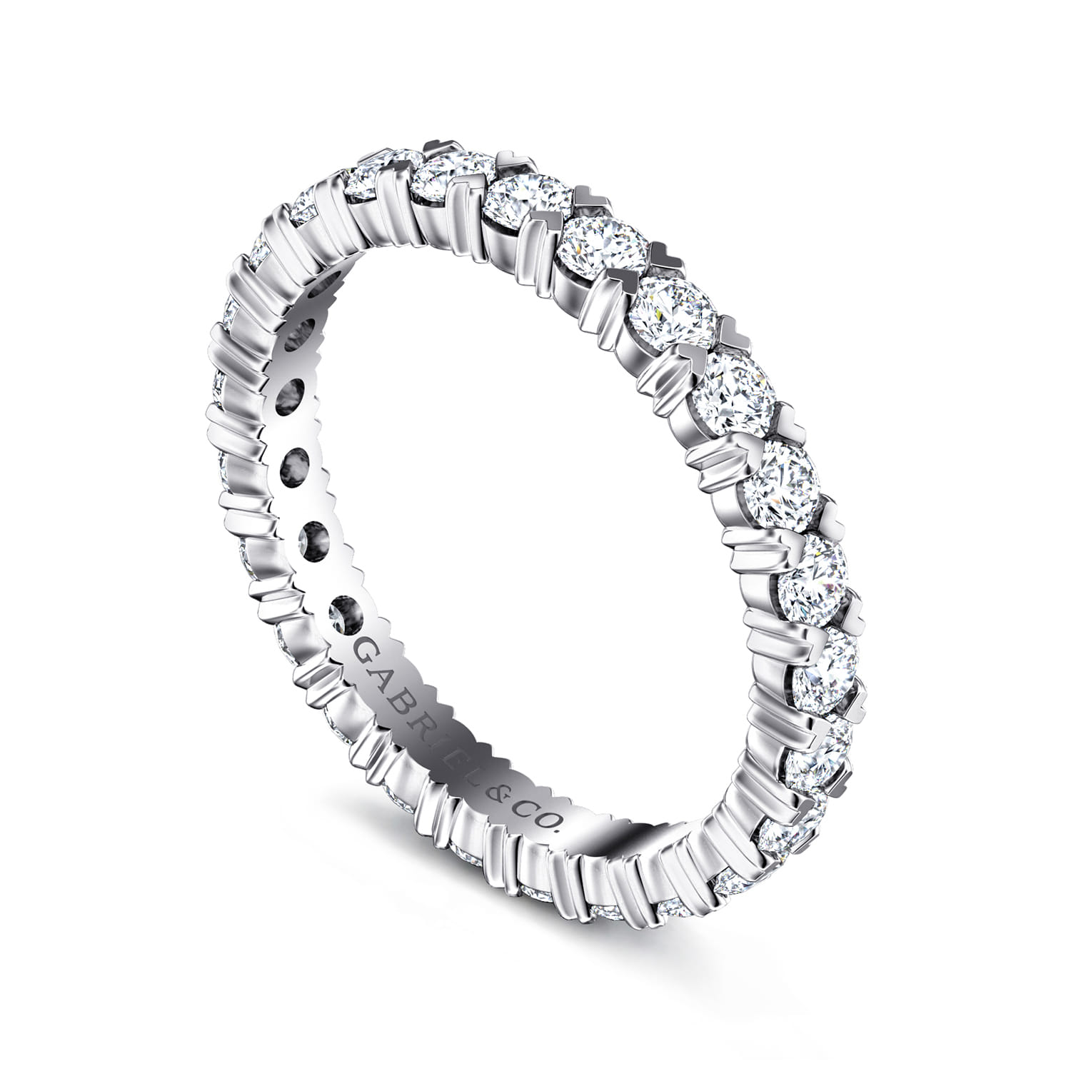 Eternity Band Wedding Ring in 14k White Gold with Round Natural Diamond at Gabriel & Co. - Shot 3