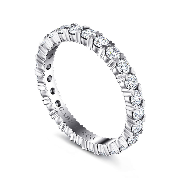Eternity Band Wedding Ring in 14k White Gold with Round Natural Diamond at Gabriel & Co. - Shot 3