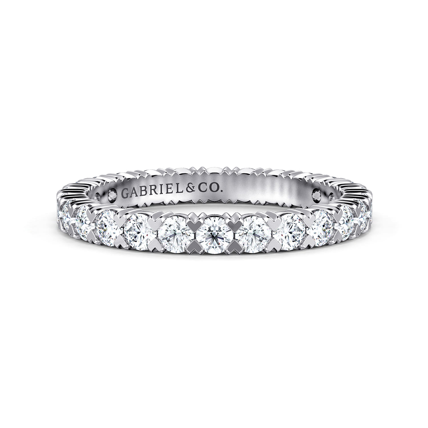 Eternity Band Wedding Ring in 14k White Gold with Round Natural Diamond at Gabriel & Co. - Shot 1