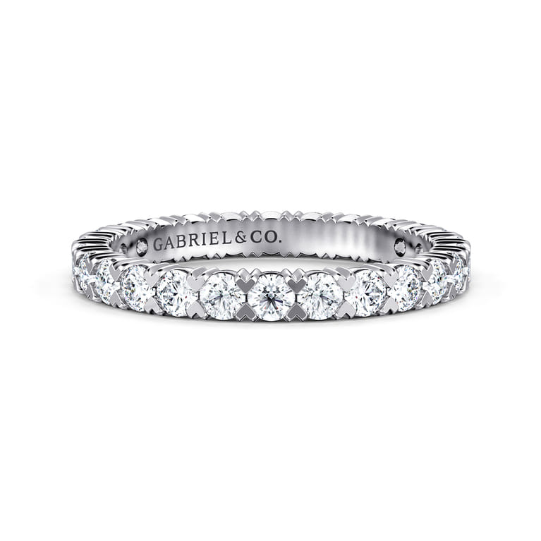 Eternity Band Wedding Ring in 14k White Gold with Round Natural Diamond at Gabriel & Co. - Shot 1