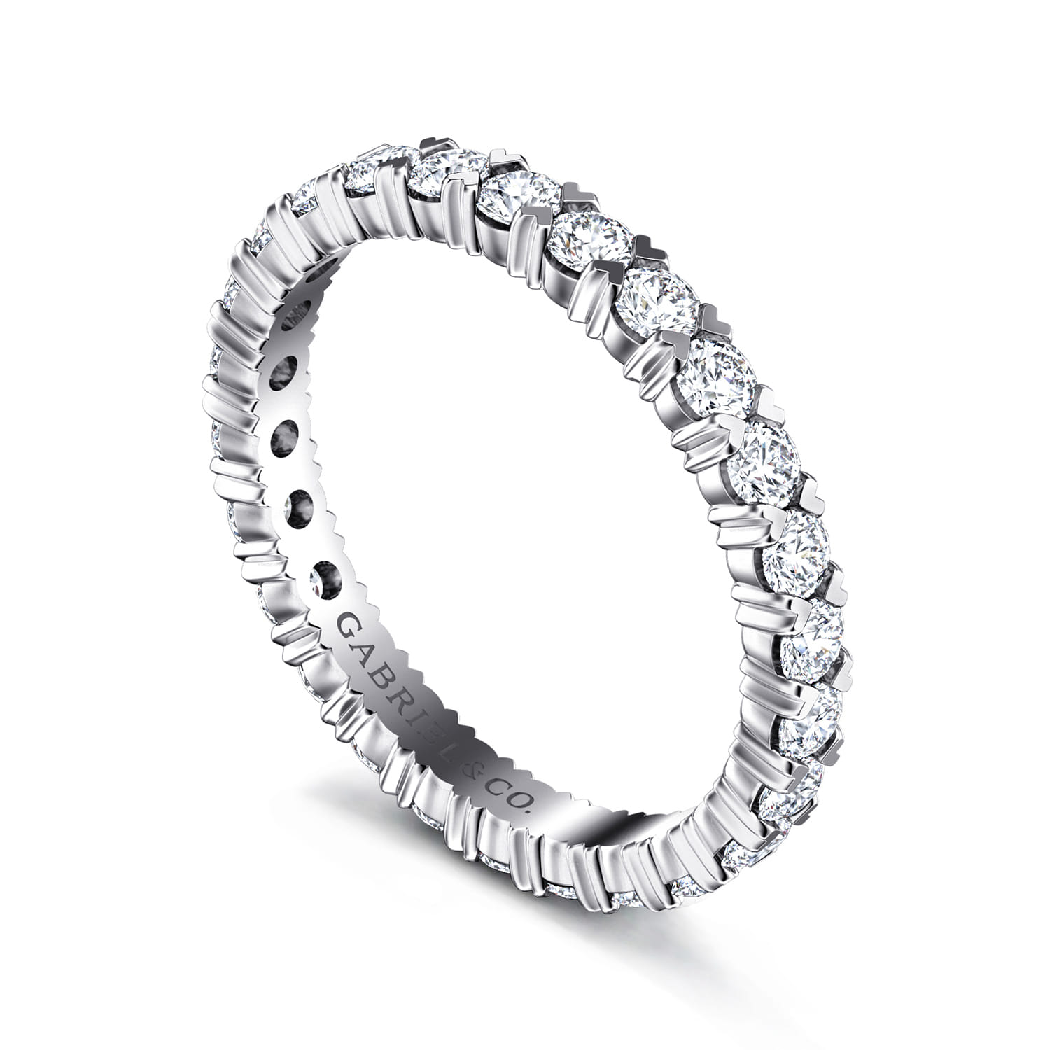 Eternity Band Wedding Ring in 14k White Gold with Round Natural Diamond at Gabriel & Co. - Shot 3