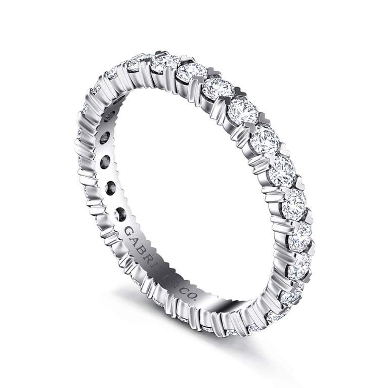 Eternity Band Wedding Ring in 14k White Gold with Round Natural Diamond at Gabriel & Co. - Shot 3