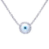 14K White Gold Round Diamond Evil Eye Pendant Necklace - 0.11 ct