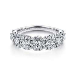 14K White Gold Round Diamond Halo Anniversary Band