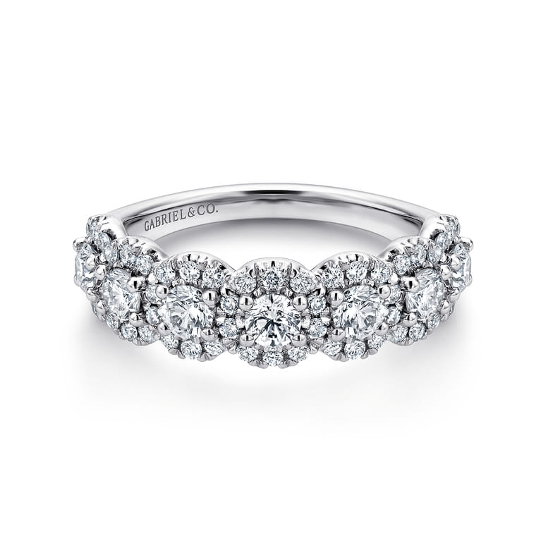 Fancy Wedding Ring in 14k White Gold with Round Natural Diamond at Gabriel & Co. - Shot 1