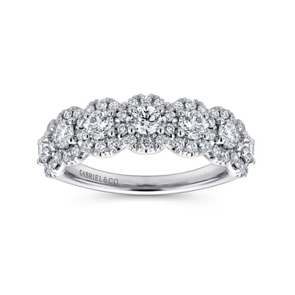 14K White Gold Round Diamond Halo Anniversary Band