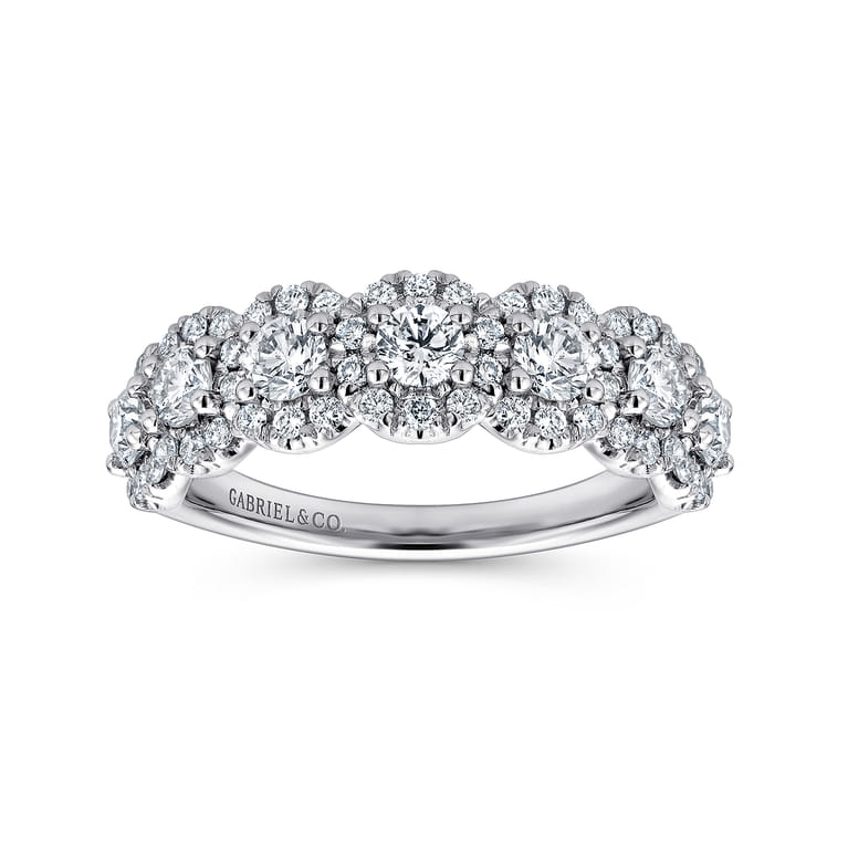 Fancy Wedding Ring in 14k White Gold with Round Natural Diamond at Gabriel & Co. - Shot 4
