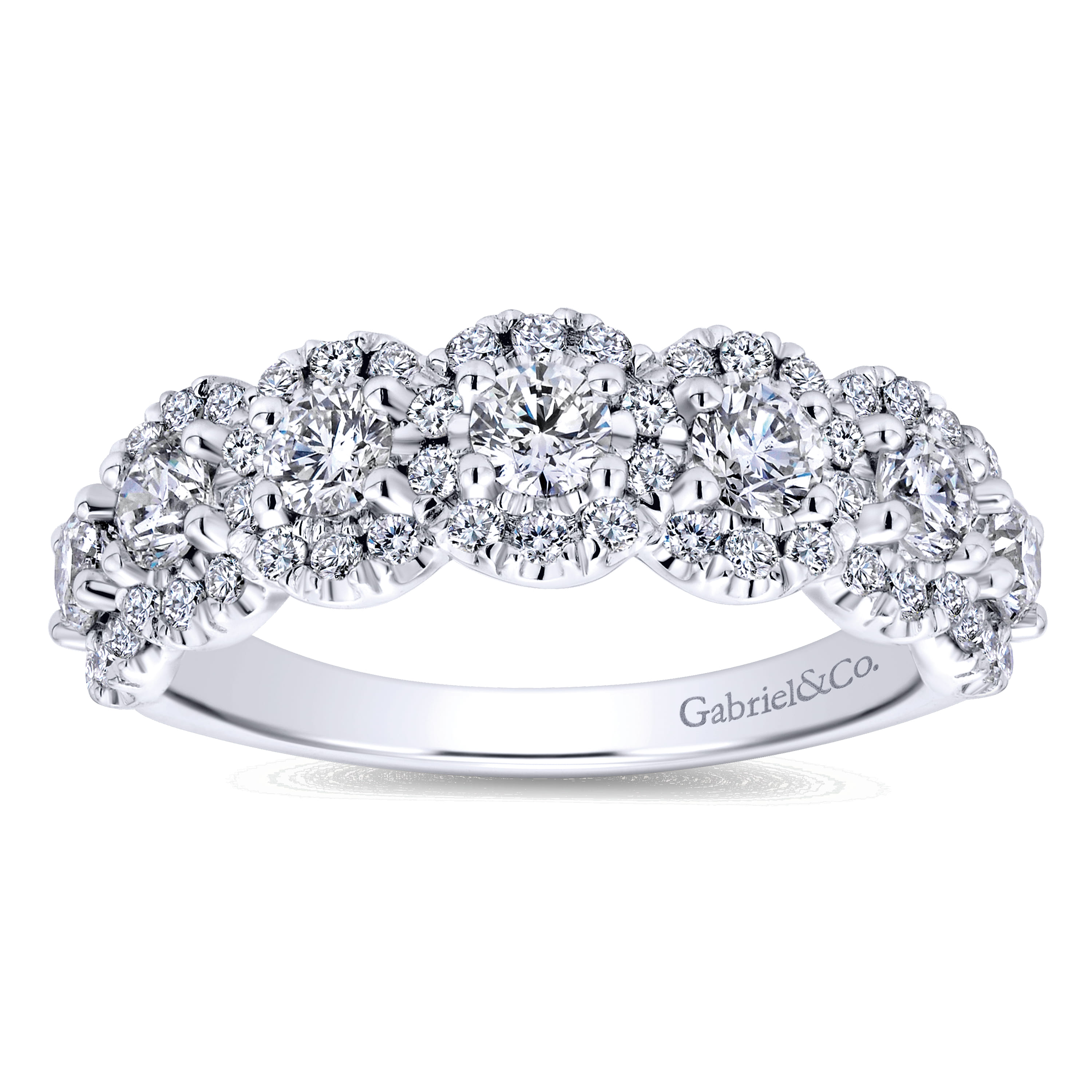Fancy Wedding Ring in 14k White Gold with Round Natural Diamond at Gabriel & Co. - Shot 5
