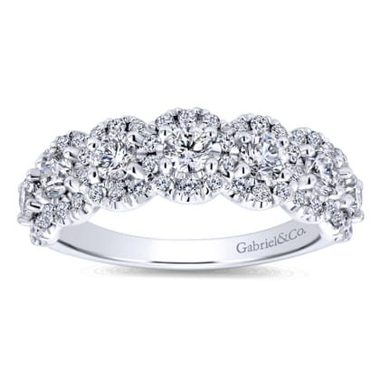 14K White Gold Round Diamond Halo Anniversary Band