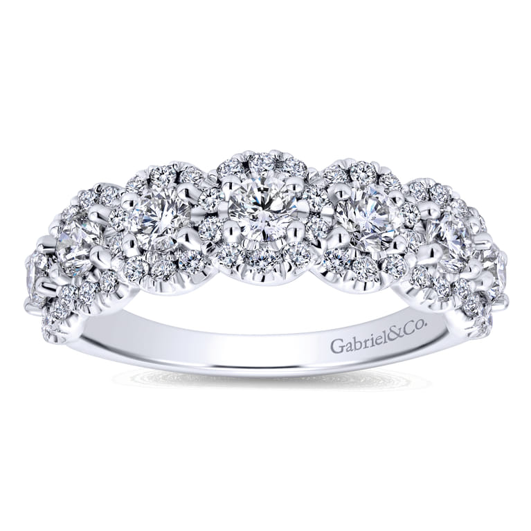 Fancy Wedding Ring in 14k White Gold with Round Natural Diamond at Gabriel & Co. - Shot 5