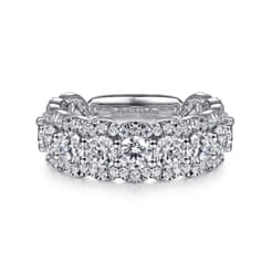 14K White Gold Round Diamond Halo Anniversary Band