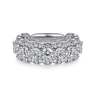 14K White Gold Round Diamond Halo Anniversary Band