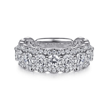 14K White Gold Round Diamond Halo Anniversary Band