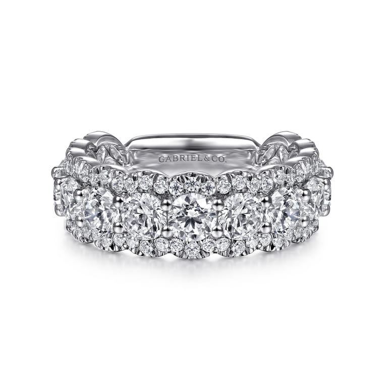 Fancy Wedding Ring in 14k White Gold with Round Natural Diamond at Gabriel & Co. - Shot 1