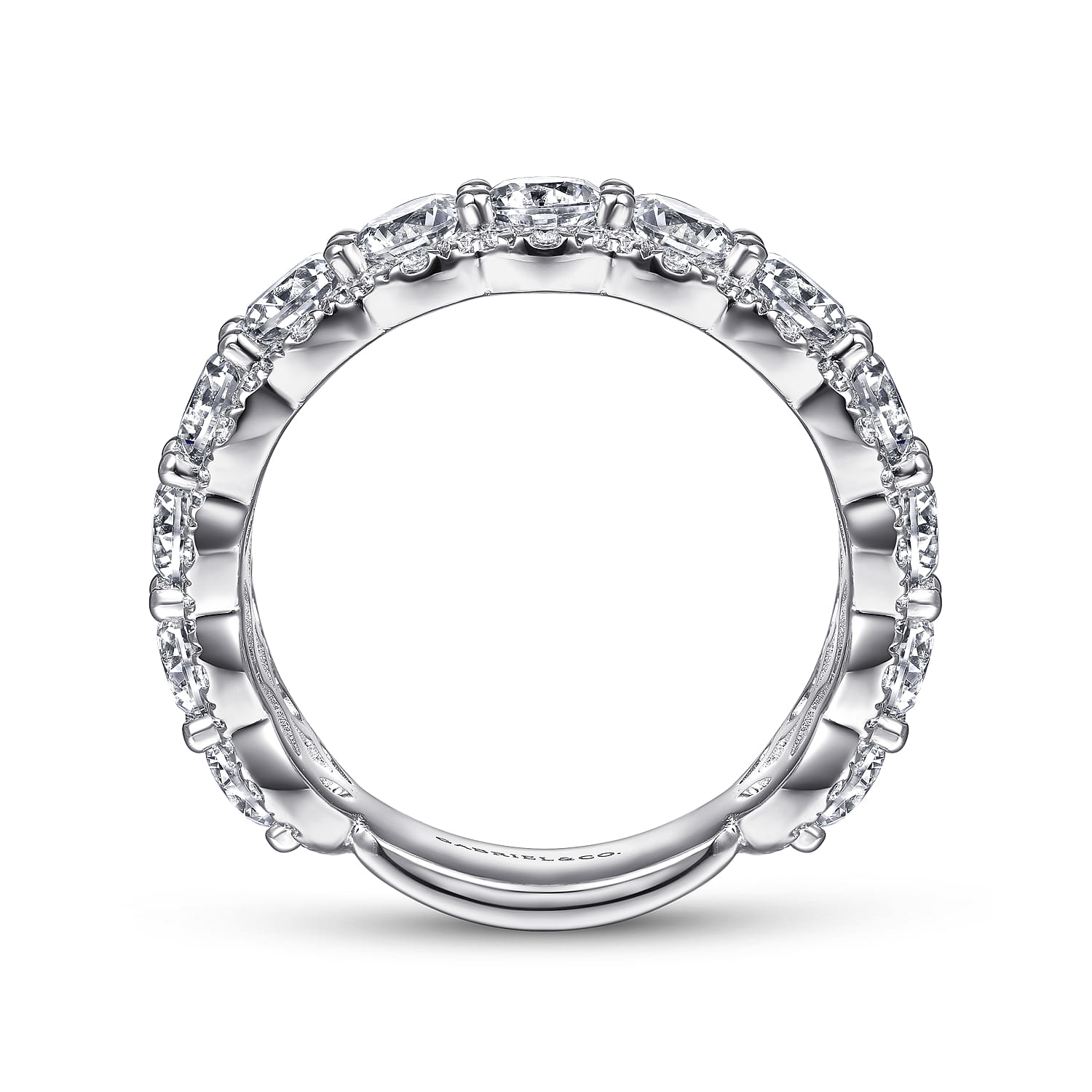 Fancy Wedding Ring in 14k White Gold with Round Natural Diamond at Gabriel & Co. - Shot 2