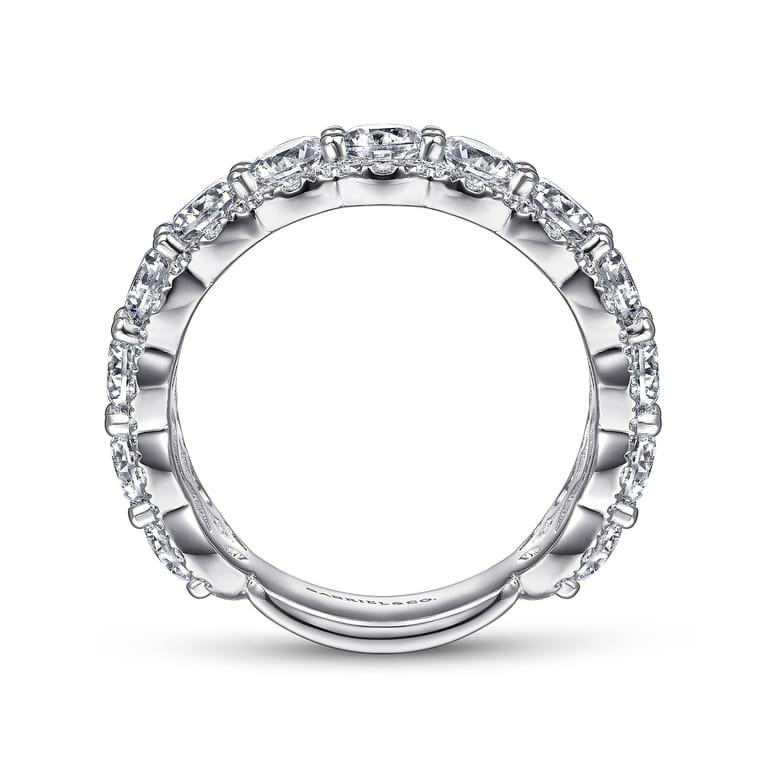 Fancy Wedding Ring in 14k White Gold with Round Natural Diamond at Gabriel & Co. - Shot 2