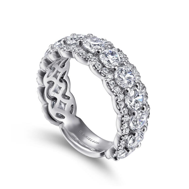 Fancy Wedding Ring in 14k White Gold with Round Natural Diamond at Gabriel & Co. - Shot 3