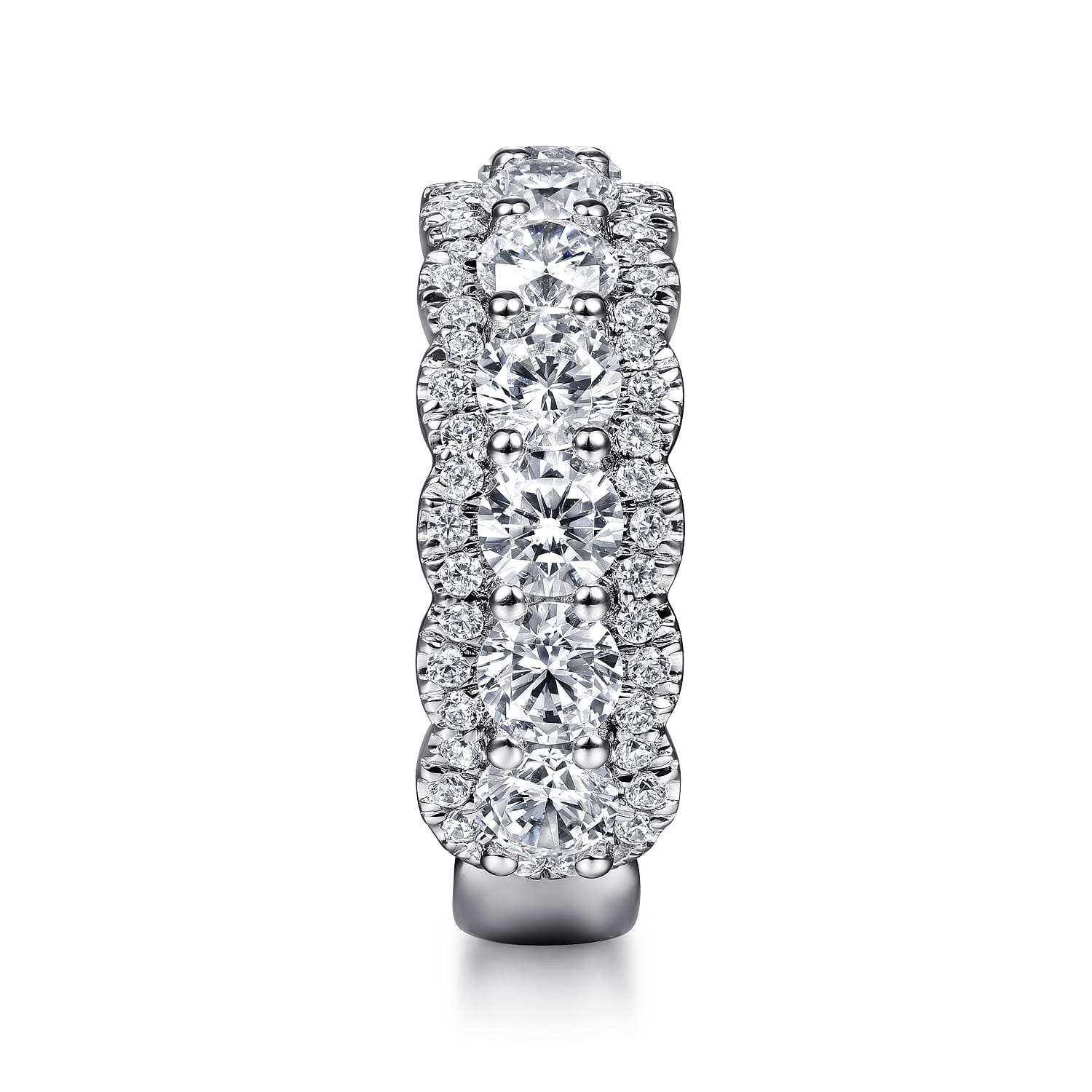Fancy Wedding Ring in 14k White Gold with Round Natural Diamond at Gabriel & Co. - Shot 4