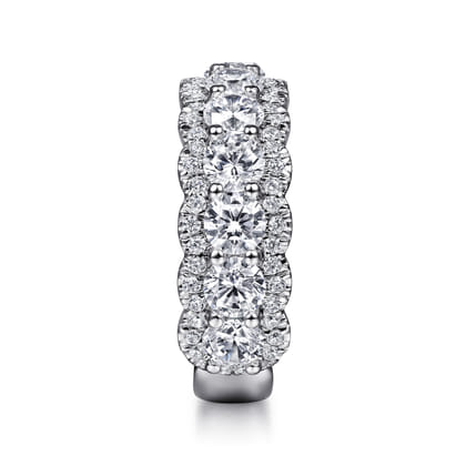 14K White Gold Round Diamond Halo Anniversary Band