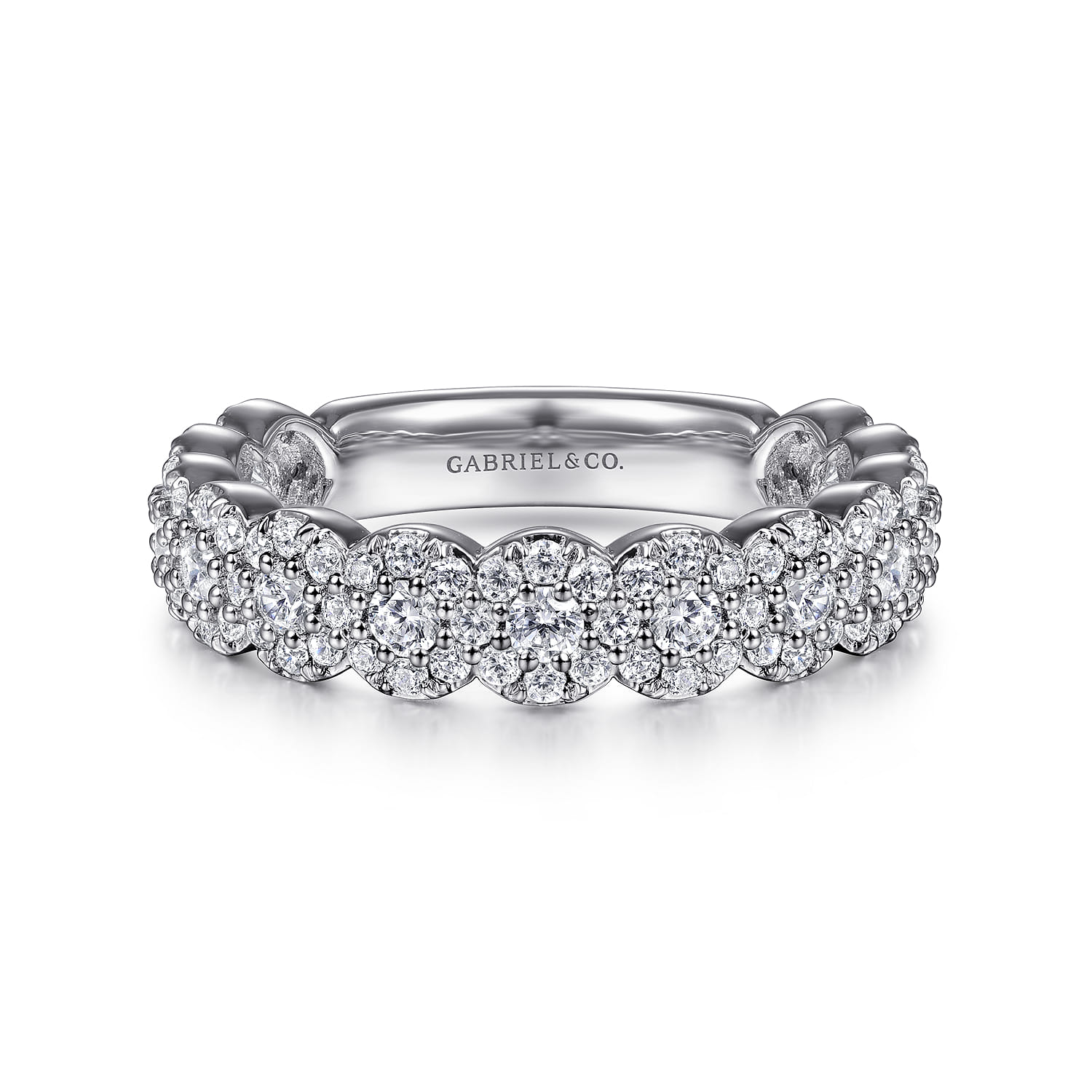 Fancy Wedding Ring in 14k White Gold with Round Natural Diamond at Gabriel & Co. - Shot 1