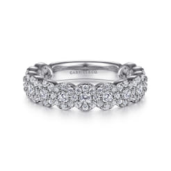 14K White Gold Round Diamond Halo Anniversary Band