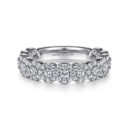 14K White Gold Round Diamond Halo Anniversary Band