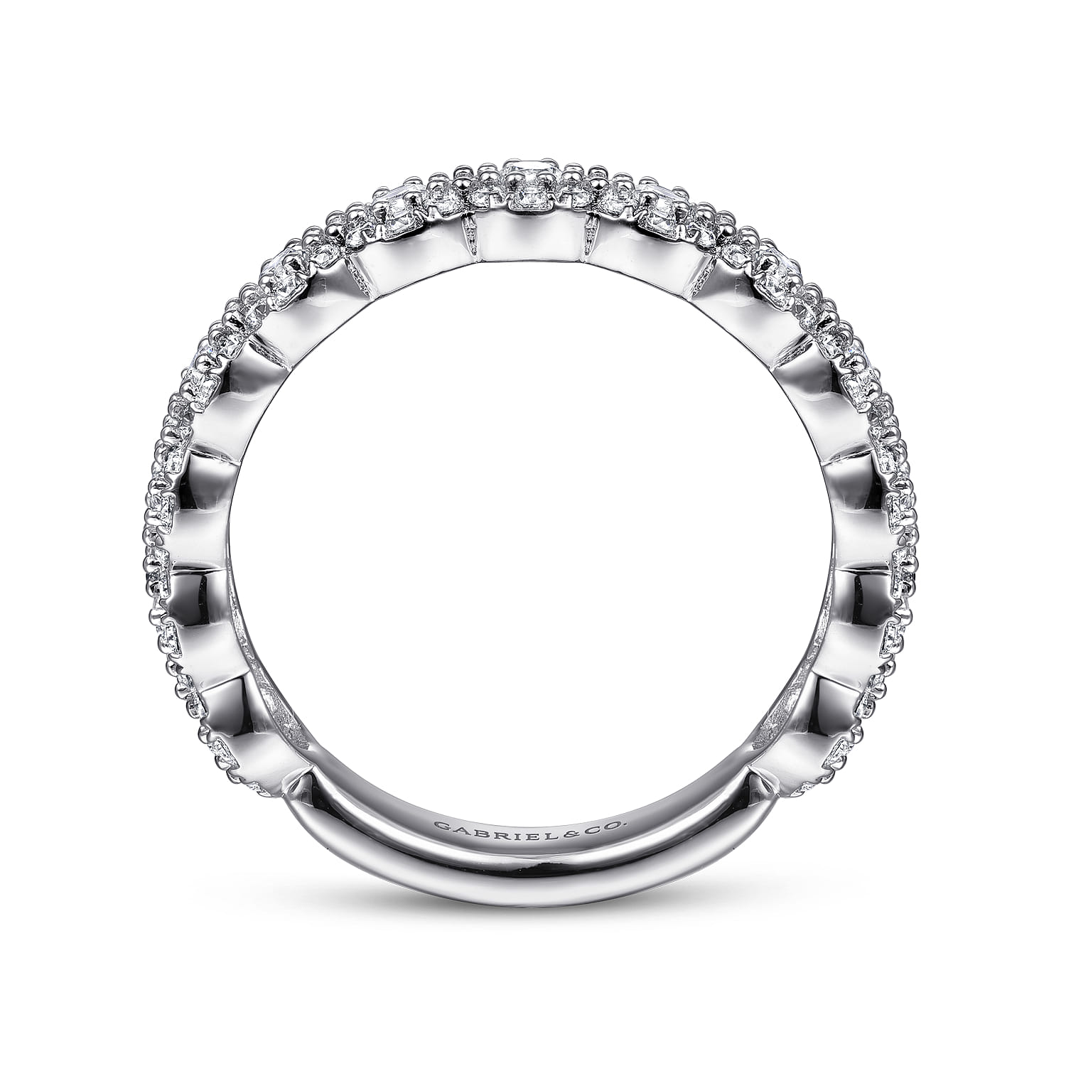Fancy Wedding Ring in 14k White Gold with Round Natural Diamond at Gabriel & Co. - Shot 2