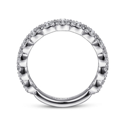 14K White Gold Round Diamond Halo Anniversary Band