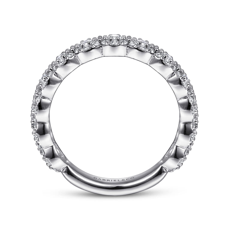 Fancy Wedding Ring in 14k White Gold with Round Natural Diamond at Gabriel & Co. - Shot 2
