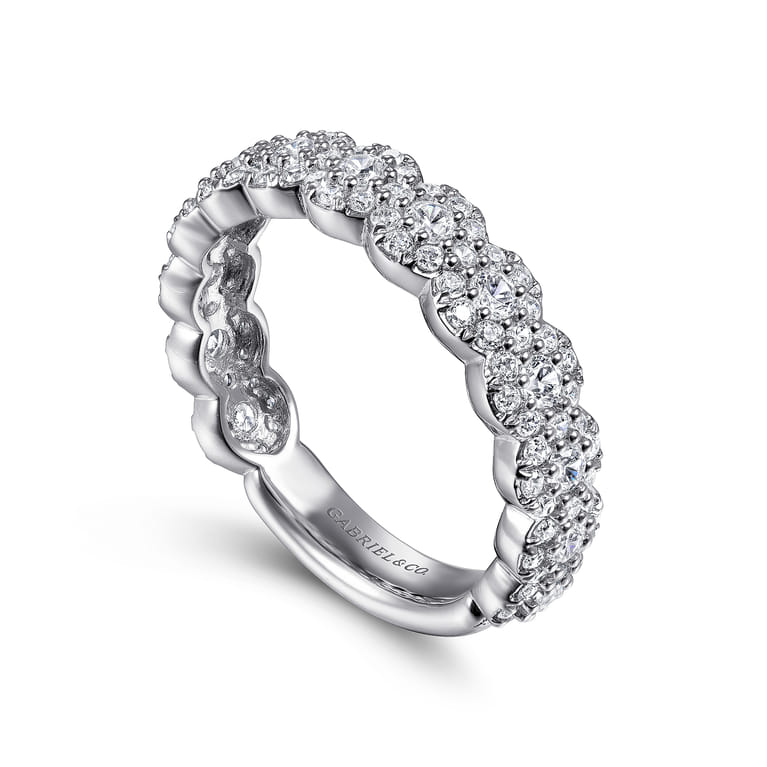 Fancy Wedding Ring in 14k White Gold with Round Natural Diamond at Gabriel & Co. - Shot 3