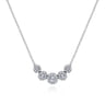 14K White Gold Round Diamond Halo Bar Necklace - 0.4 ct