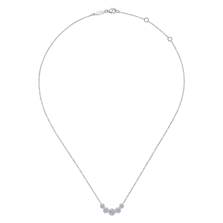 14K White Gold Round Diamond Halo Bar Necklace - 0.4 ct - Shot 2