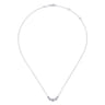 14K White Gold Round Diamond Halo Bar Necklace - 0.4 ct