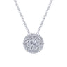 14K White Gold Round Diamond Halo Pendant Necklace - 0.5 ct